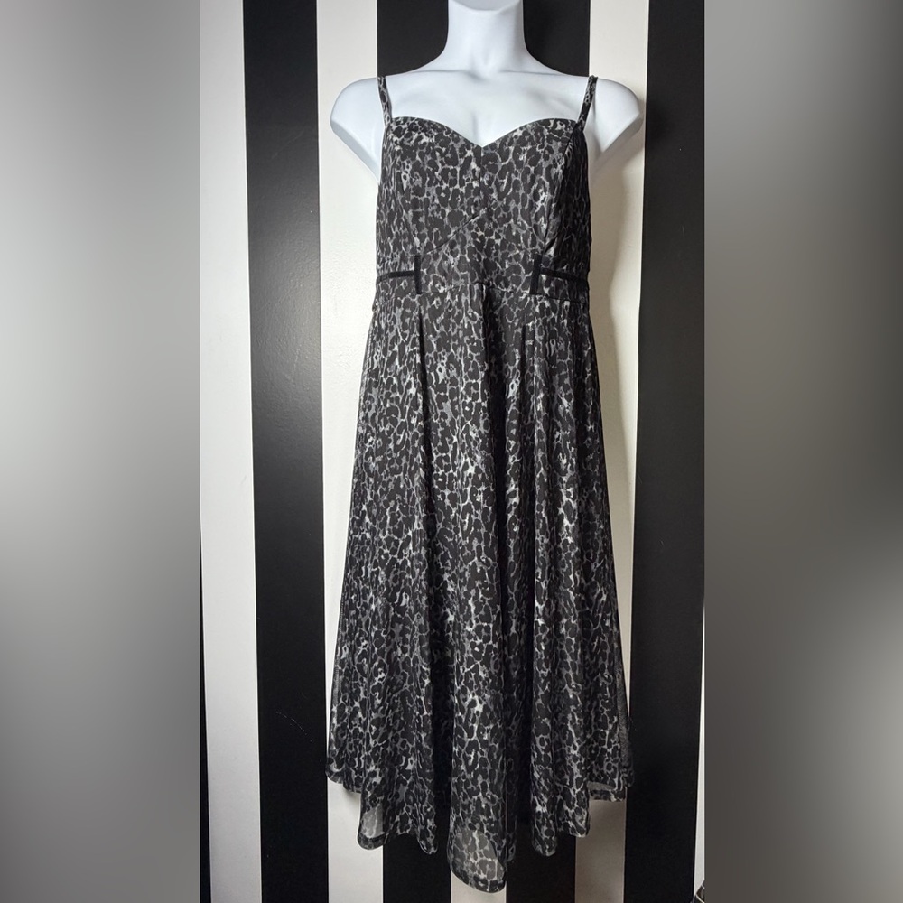 Torrid Black and Gray Leopard Print Mesh Midi Dress w/ Lining- SZ 1X